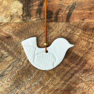 imprint hvid fugl i porcelæn